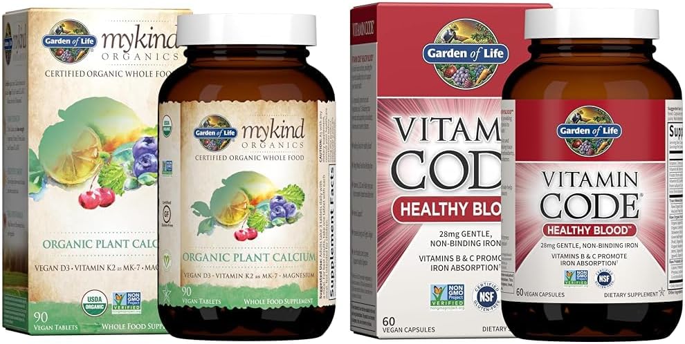 Life Organics Plantuba bahçe, D3 & K2 MK7 Plus Aemia Support için 28 mg Iron ile Sağlıklı Kan