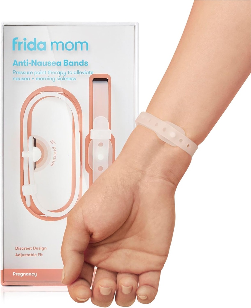 Frida Mom Nausea Μπάντες για την πρωινή αναρρωτική περίθαλψη, 24/7 υποστήριξη μέσω θεραπείας πιέσεων, περιλαμβάνει 2 ζώνες και περίπτωση αποθήκευσης