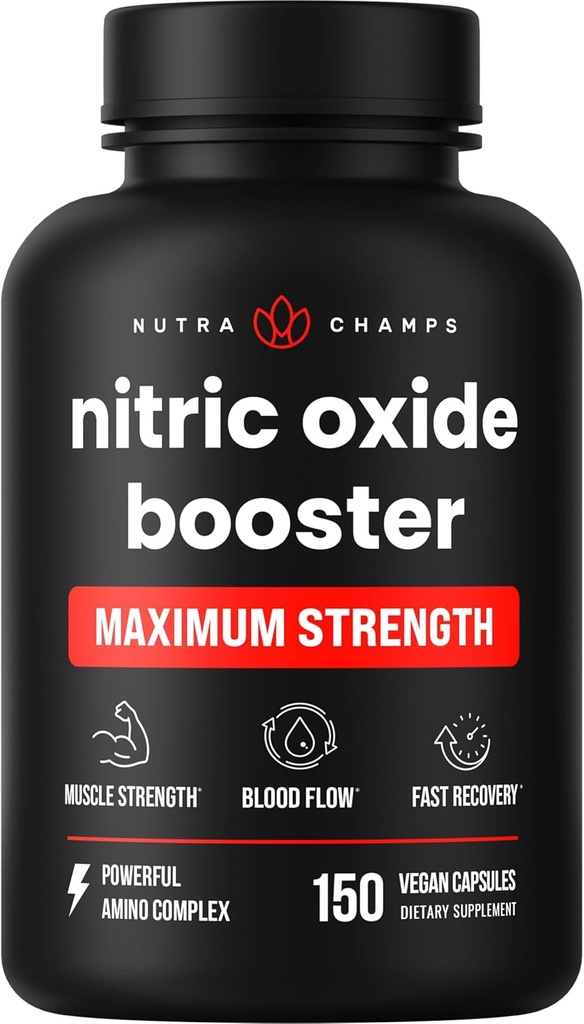 NutraChamps Nitrik Oksit Supplement, L-Arginine, L Citrulline Malate, AAKG, Pine Bark, Grape Tohum Takibi, Ekstra Kuvvet Nitrik Membran ATM, Nitrik Çimento Pills, Güçlü, Enerji, Kan Akışı