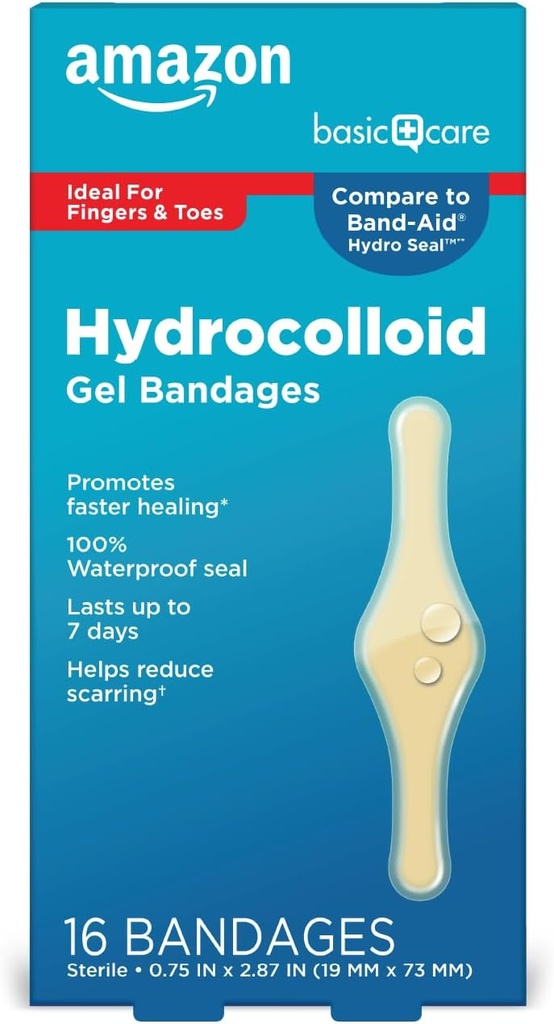 Basic Care Advanced Fast Healing Hydrocolloid Gel Bandages, Fingers & Toes, 16 ctt