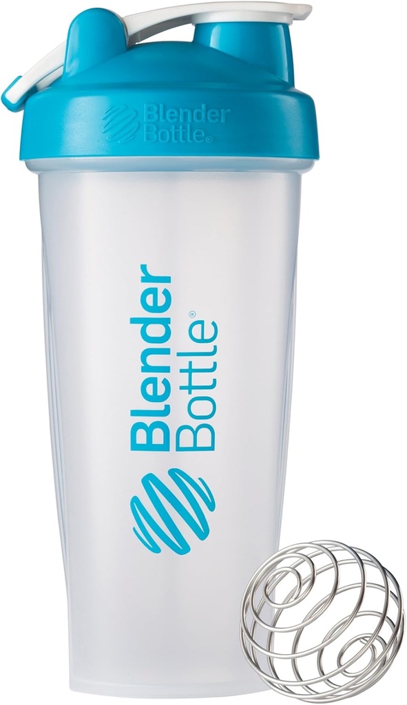 BlenderBottle Classic Ring Top Shaker Şişe, 28-Ounce, Clear/Aqua
