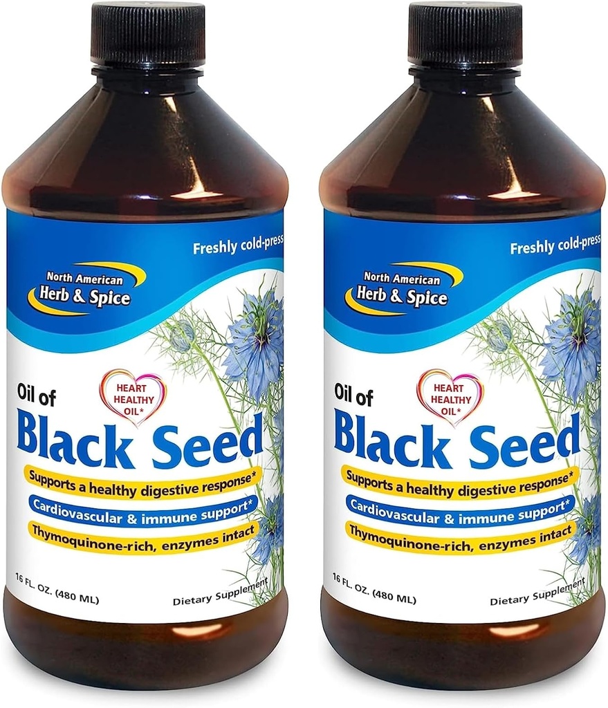 NORTH AMERICAN HERB & SPICE Black Seed Oil - 16 fl oz, 2 Paket - Digestive & Immune Support - Non-GMO - 192 Toplam Hizmetler