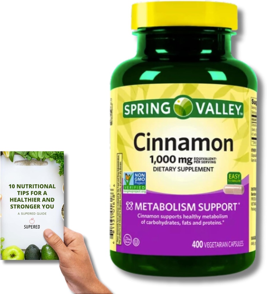 Spring Valley Cinnamon Diyeter Supplement - 1.000 mg, 400 Vegeterian Capsules + 'Nutritional Guide'