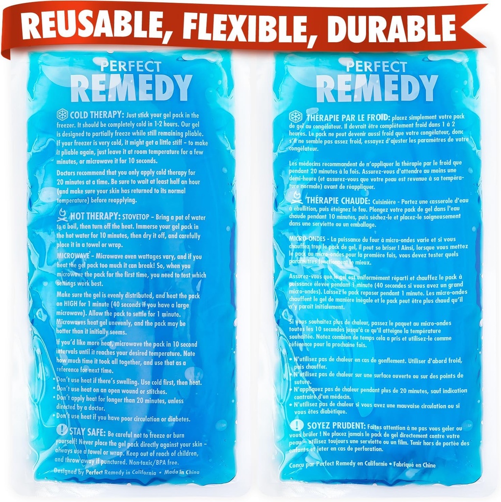 Perfect Remedy 2-πακέτο παγετώνων Gel για τις βλάβες Reuseable, Hot & Cold Pack Αυτό είναι ανθεκτικό, μαλακό & ευέλικτο, γρήγορη ανακούφιση & ανάκτηση (μπλε, Reg 2PK)