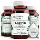 Doğal Nutra Soy Lecithin 1200 mg Diyeter Supplement - Beyin Fonksiyonu, Liver Health, Hepls Meme Sağlığı, Memory Boosting Supplement - Gluten-Free, Honda-Free, 100 Softgels in Recyclable Glass Şişes