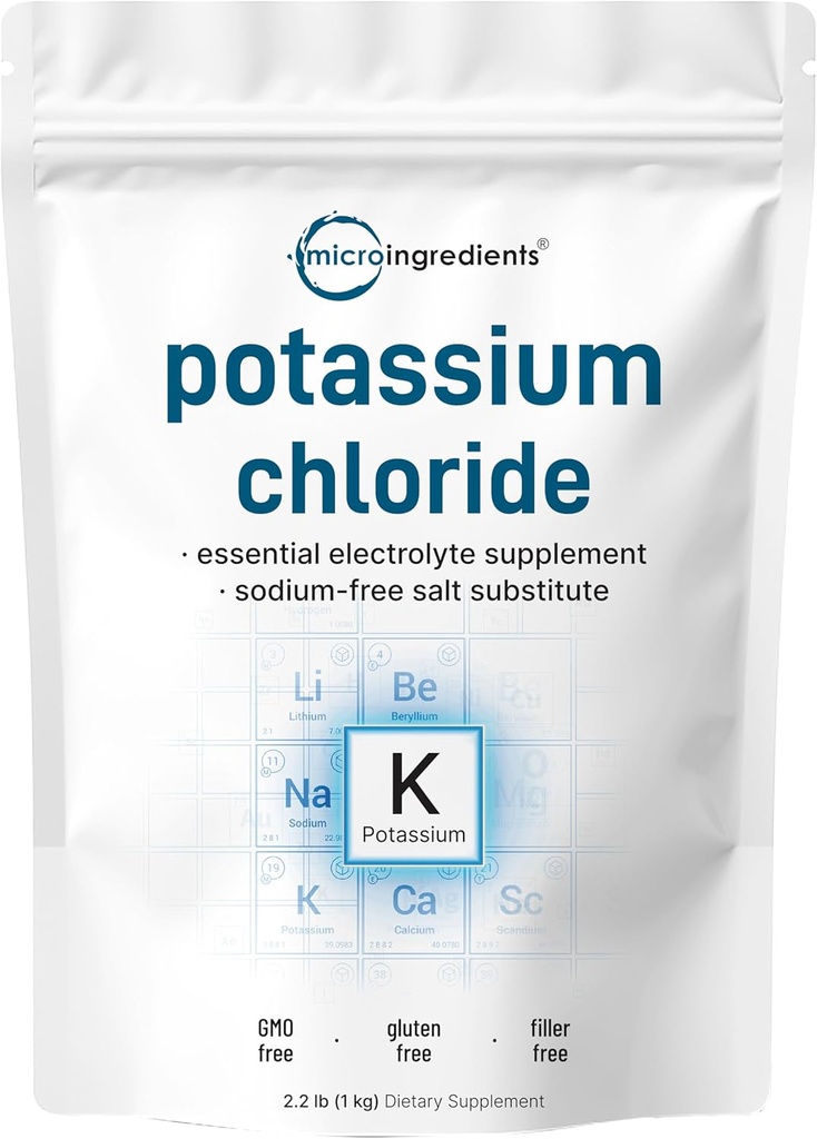Potasyum Chloride Toz, 1 KG (35 Ounce) | Salt Substitute & Essential Hydration Electrolyte Supplement | Supports Mineral Balance, Heart, Joint, and Immune Health | Filler Free, Dissolves Easy