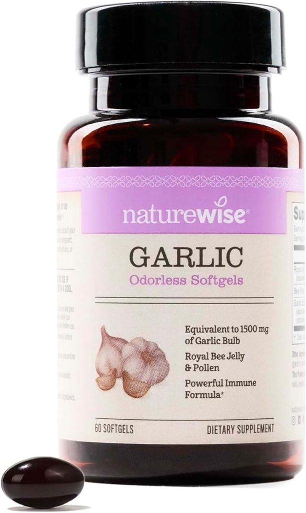 NatureWise Odorless Pil Pills - Royal Bee Jelly & Pollen - Herbal Supplement for Heart Health + Immune System + Antioksis - Gluten Free, Non-GMO - 60 Softgels [2-Month Supply]