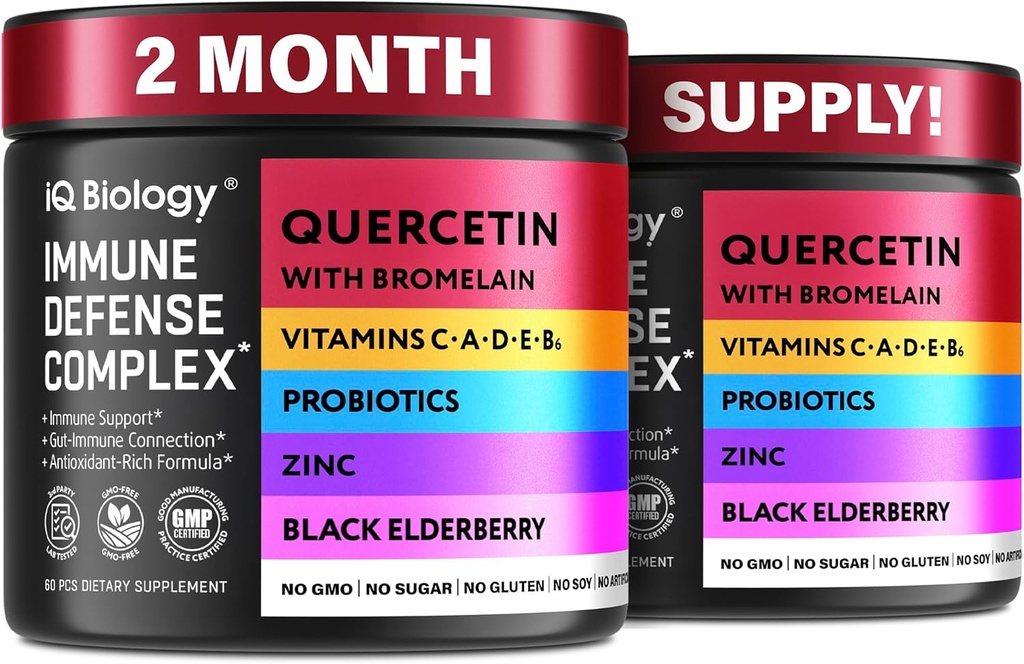 Quercetin με Bromelain - Premium Quercetin Bromelain Κάψουλες για την Ανοσολογική Υποστήριξη* - Bromelain Quercetin Συμπλήρωμα - Μη ΓΤΟ Quercetin - 2 Συσκευασία (120 Κάψουλες)