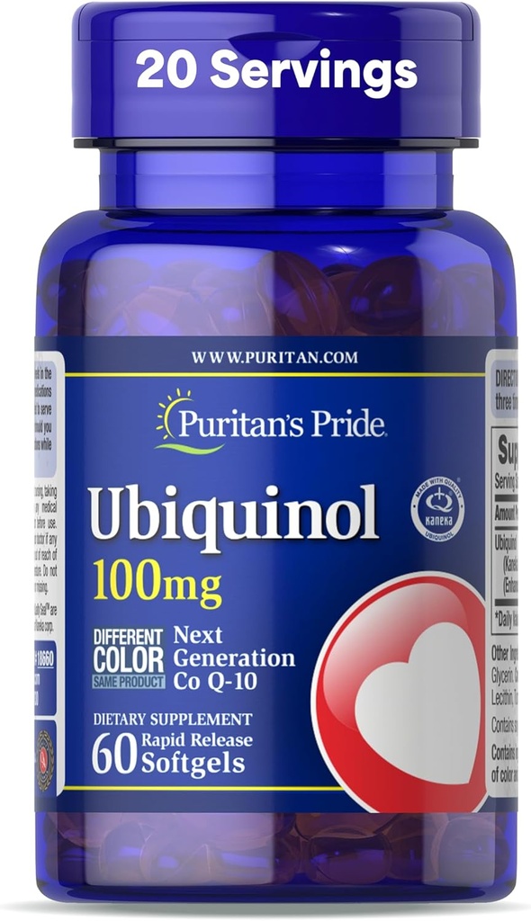Puritan's Pride Ubiquinol 100 mg Cardiovascular Health 60 Hızlı Yayın Softgels