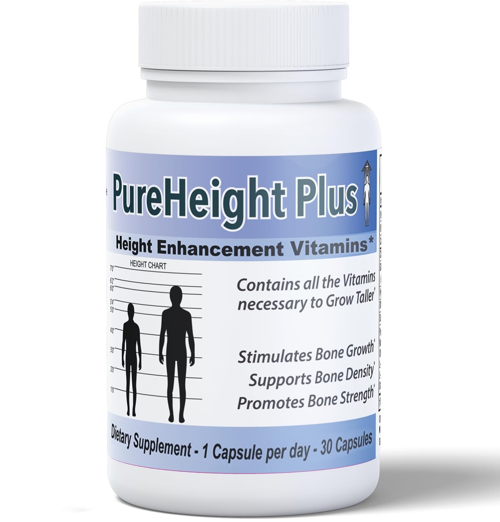 PureHeight Plus #1 Doktor Önerme Tamamını Önerir - Çocuklar için Büyüme Vitaminleri, Gençler ve Yetişkinler - Kemik Güçliği ve Yoğunluğu Arttır - Yüksek Gelişmiş Vitaminler Büyülü Taller Hızlı Büyüyor