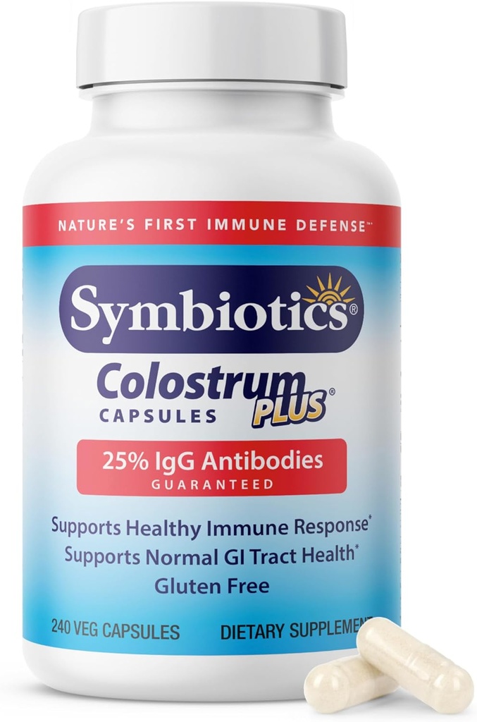 Συμβιοτικά Colostrum 240ct Φυτικά Καψάκια - Υποστήριξη Ανοσίας - Συμπλήρωμα Lactoferrin & Πρωτεΐνες Κολότρου με Ανοσοσφαιρίνη - 25% lgG Αντισώματα - Χωρίς γλουτένη