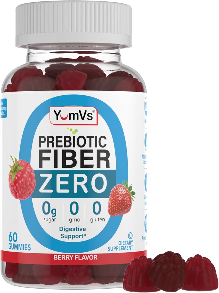 YumVs Ζάχαρη Δωρεάν Φυτικές Τσίχλες για Ενήλικες – 4g Προβιοτικές Ίνες Συμπληρώματα Gummies για την Οσφυϊκή & Πειθαρχική Υγεία – Κετό Φιλικό, Vegan, Χωρίς Γλουτένη, Μη ΓΤΟ – Μεγάλη Γευσιγνωσία Berry Γεύση – 60 Count