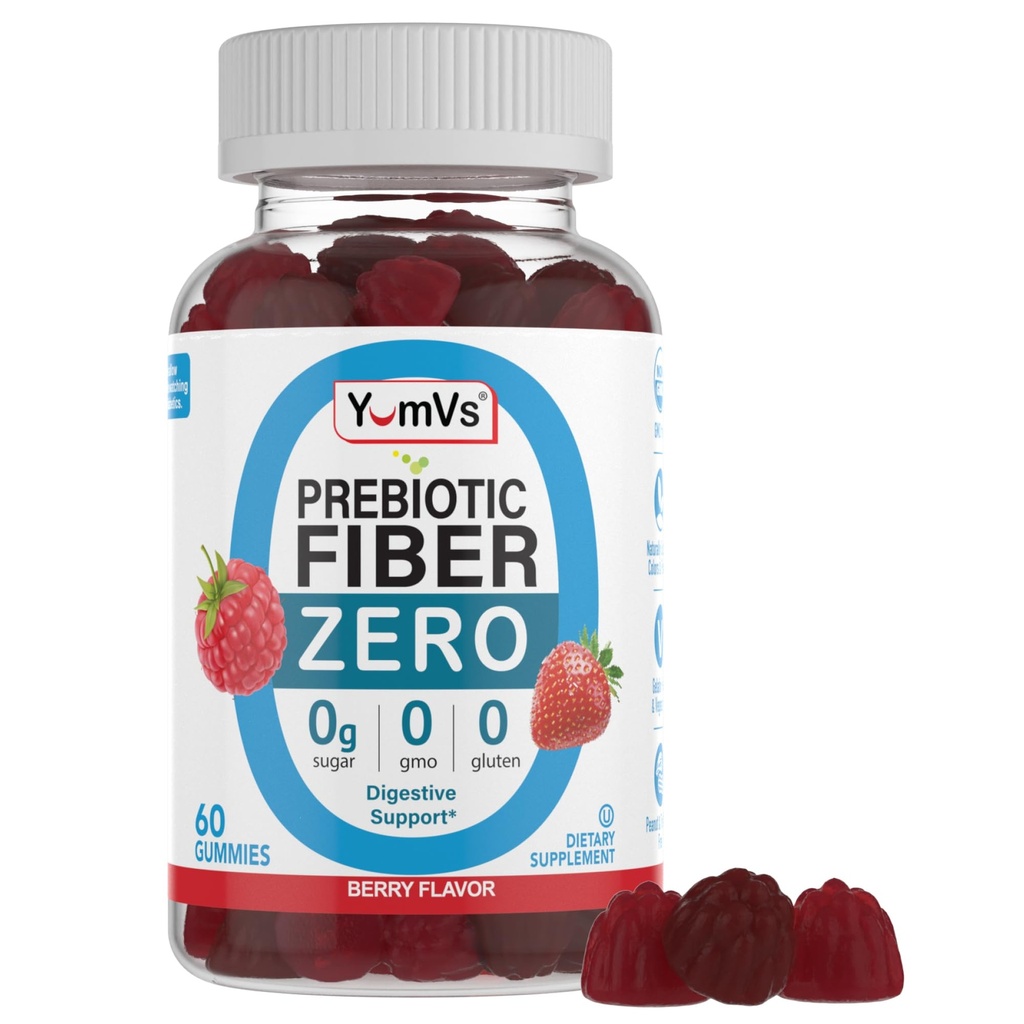 YumVs Sugar Free Fiber Gummies for Yetişkinler – 4g Prebiyotik Fiber Supplement Gummies for Gut & Digestive Health – Keto Friendly, Vegan, Gluten Free, Non-GMO – Great Tasting Berry Flavor – 60 Countting