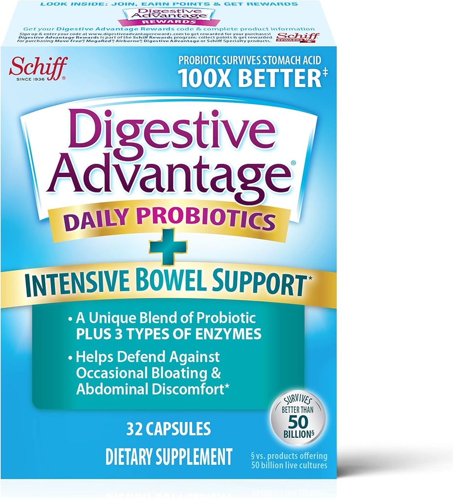 Digestive Avantajı IBS Probiyotiks For Digestive Health & I yoğun Bowel Support, Probiyotiks For Women & Men with Digestive Enzymes, Support for Occasional Bloating & Gut Health, 32ct Capsules