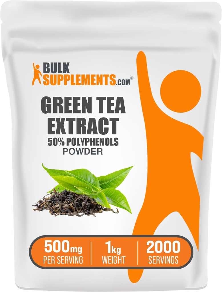 BulkSupplements.comgreen Tea Extract Toz -% 50 Polyols Supplement, EGCG Supplements - Gluten Free, 500 mg per Service, 1 kg (2.2 lbs) (Pack of 1)