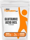 BulkSupplements.com L-Glutamik Asit HCl Toz - Amino Asit Supplement, Glutamate Supplement - for Gut Health, Glulten Free, 500 mg per Service, 1 kg (2.2 lbs) (Pazar 1)