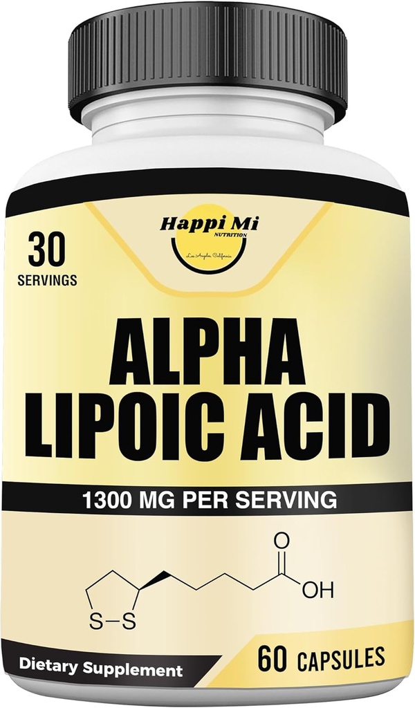 Alpha Lipoic Acid Capsules 1300 mg Per Servis - Genel Sağlık için 30 Hizmet - Antioksit Desteği