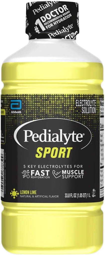 Pedialyte Sport Electrolyte Solution | 5 Key Electrolytes for Muscle Support | Hızlı Hydration for Before, During, & After Egzersiz | Lemon Lime, 1 Liter
