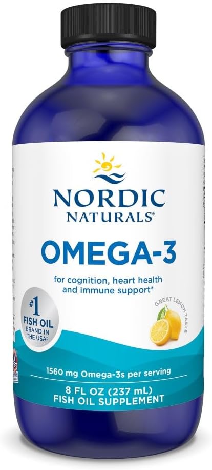 Nordic Naturals Omega-3, Lemon Flavor - 8 oz - 1560 mg Omega-3 - Fish Oil - EPA & DHA - Immune Support, Brain & Heart Health, Optimal Wellness - Non-GMO - 48 Hizmetler