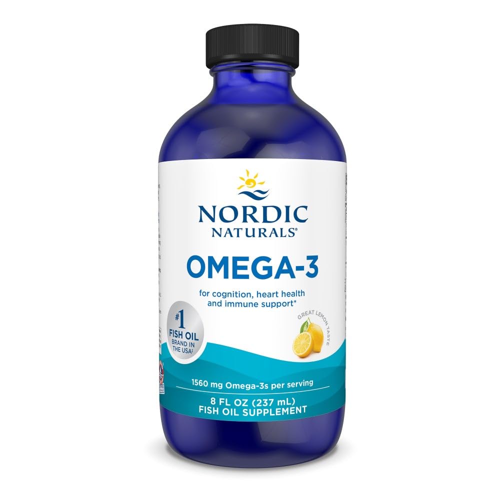 Nordic Naturals Omega-3, Lemon Flavor - 8 oz - 1560 mg Omega-3 - Fish Oil - EPA & DHA - Immune Support, Brain & Heart Health, Optimal Wellness - Non-GMO - 48 Hizmetler