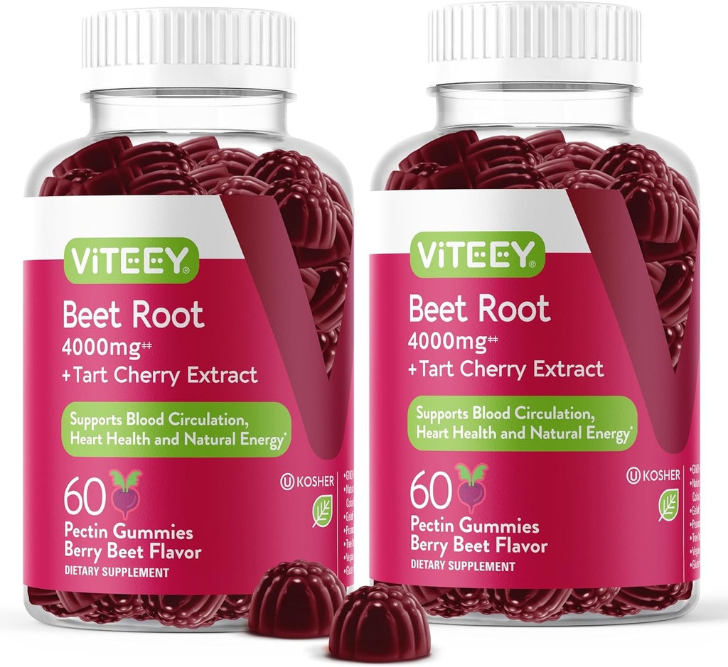Tart Cherry ile Viteey Arıt Kökleri - Kalp Sağlığı için Arıtroot Tamam, Kan Baskı Desteği - Vegan, Gluten-Free - 120 Kont