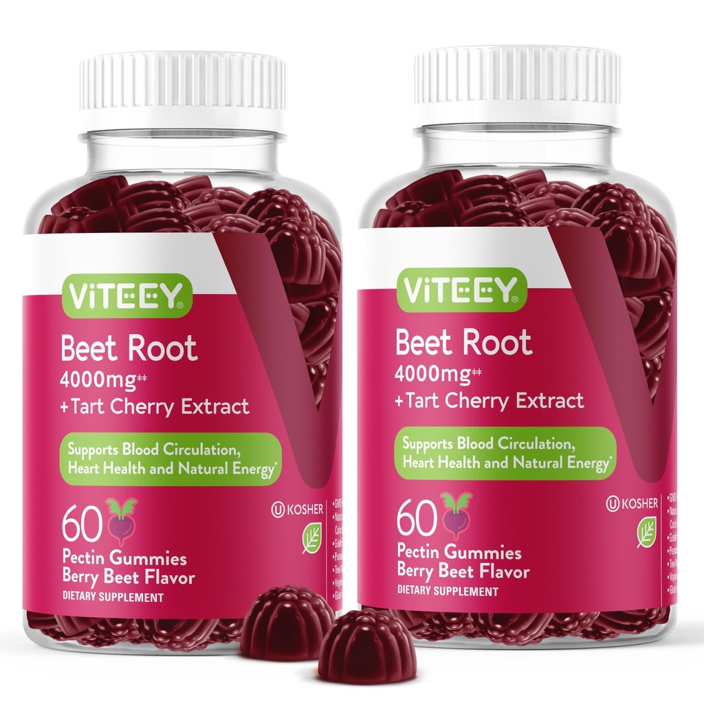 Tart Cherry ile Viteey Arıt Kökleri - Kalp Sağlığı için Arıtroot Tamam, Kan Baskı Desteği - Vegan, Gluten-Free - 120 Kont