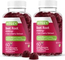Viteey Beet Root Gummies με ταρτάρ Cherry - Beetroot συμπλήρωμα για την υγεία της καρδιάς, υποστήριξη αρτηριακής πίεσης - Vegan, χωρίς γλουτένη - 120 Count
