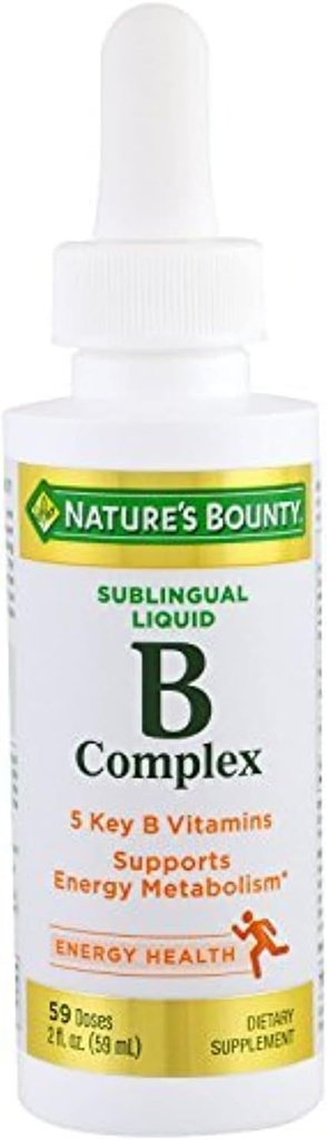 Nature's Bounty B Complex with B12 Sublingual Liquid Fast Acting Diyetary Supplement 2 ounceounceounce