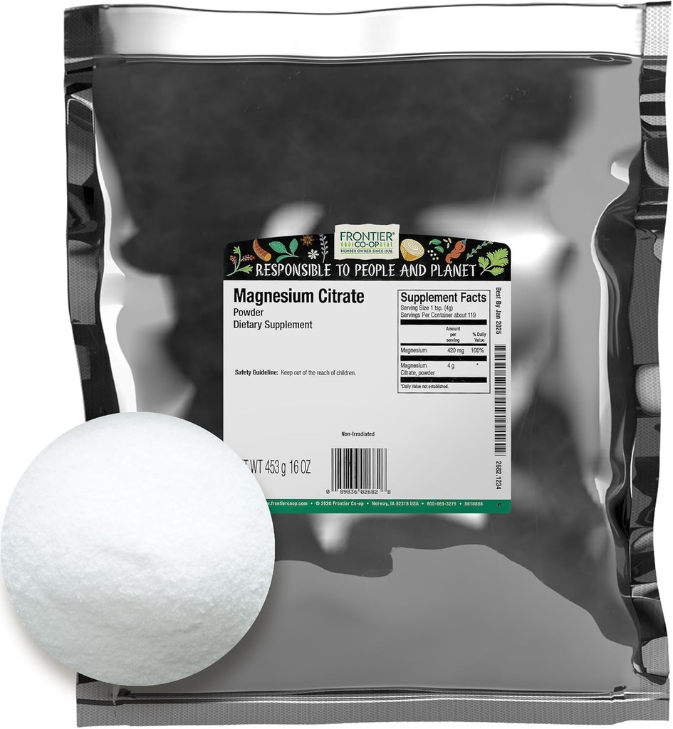 Frontier Bulk Magnezyum Citrate Toz, 16 Ounce