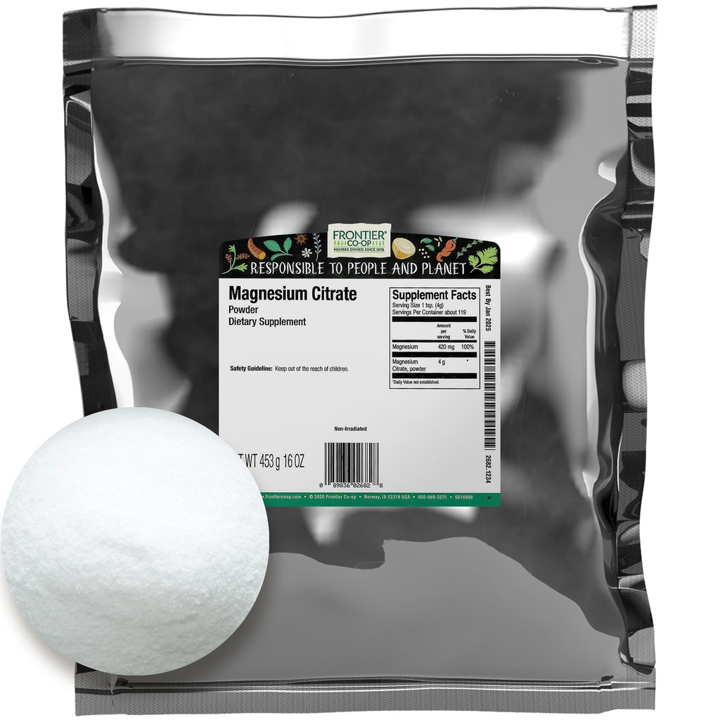 Frontier Bulk Magnezyum Citrate Toz, 16 Ounce