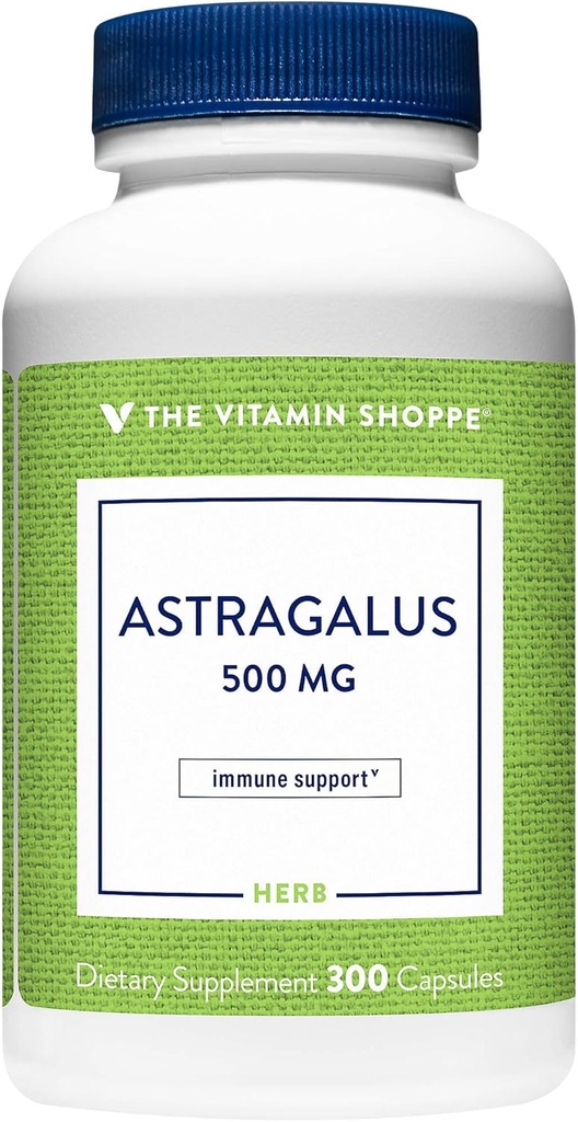 The Shoppe Astragalus (Root) 500 mg - Immune System & Body's Natural Defenses - Stamina, Energy & Vitality (300 Capsules)