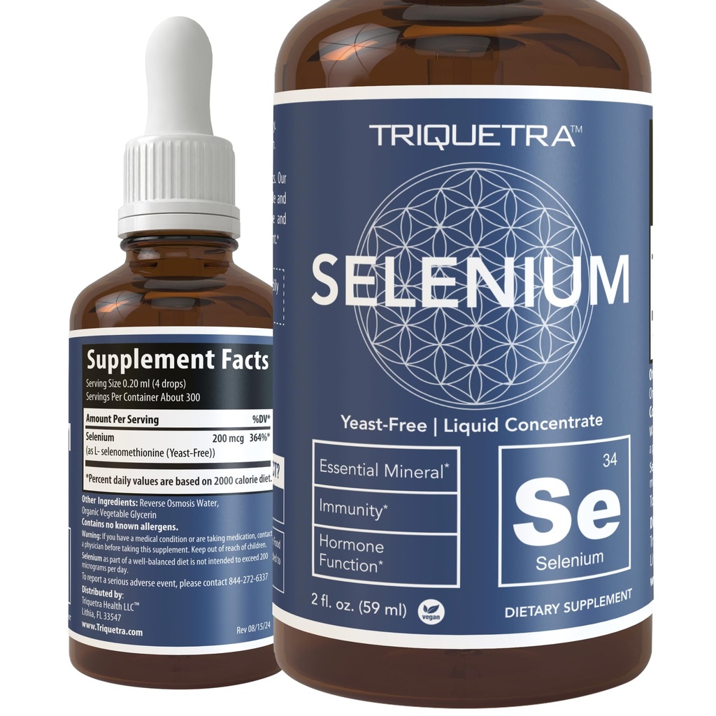 Selenium - 200 mcg, Selenomethionine Form, 300 Hizmet - Vegan, Cam Şişe, Yeast Free - Sublingual Liquid - Anti,oxy Supports Immunity, Yourroid Health (2 oz.)