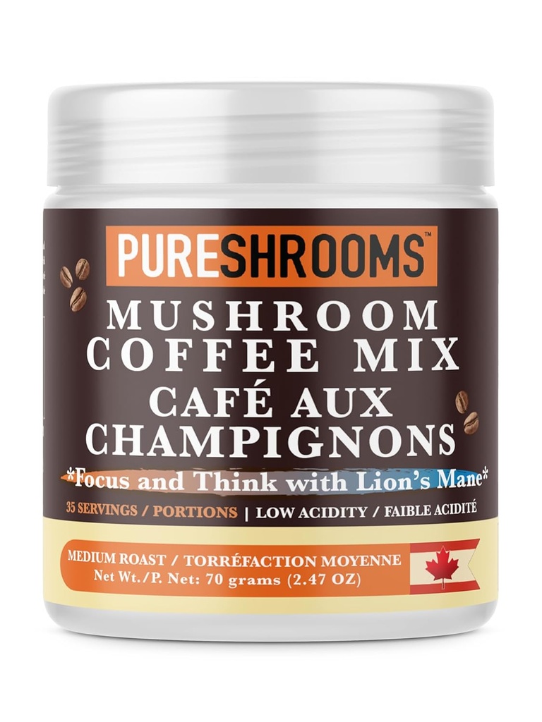 Focus & Think Instant Mushroom Coffee with Ultra Tempd Lion's Mane Mushroom Extract for Brain Boost - Gelişmiş Focus, Clarity, and Concentration - Net Wt. 70g/2.47 oz.