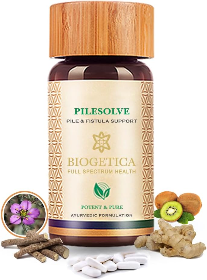 Biogetica Pilesolve Natural Herbal Supplement with Licorice and Ginger - Non-GMO - 100% Vegan Ayurveda Supplement Toz