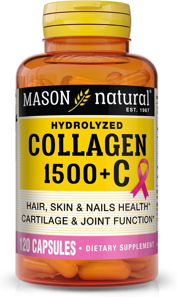 MASON NATURAL 1500 mg C vitamini, Biotin, & Food, 40 Day Supply Capsules, Saç, Cilt ve Çiçekler için Supplement.
