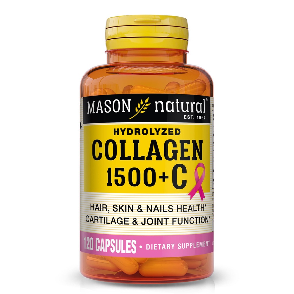 MASON NATURAL 1500 mg C vitamini, Biotin, & Food, 40 Day Supply Capsules, Saç, Cilt ve Çiçekler için Supplement.