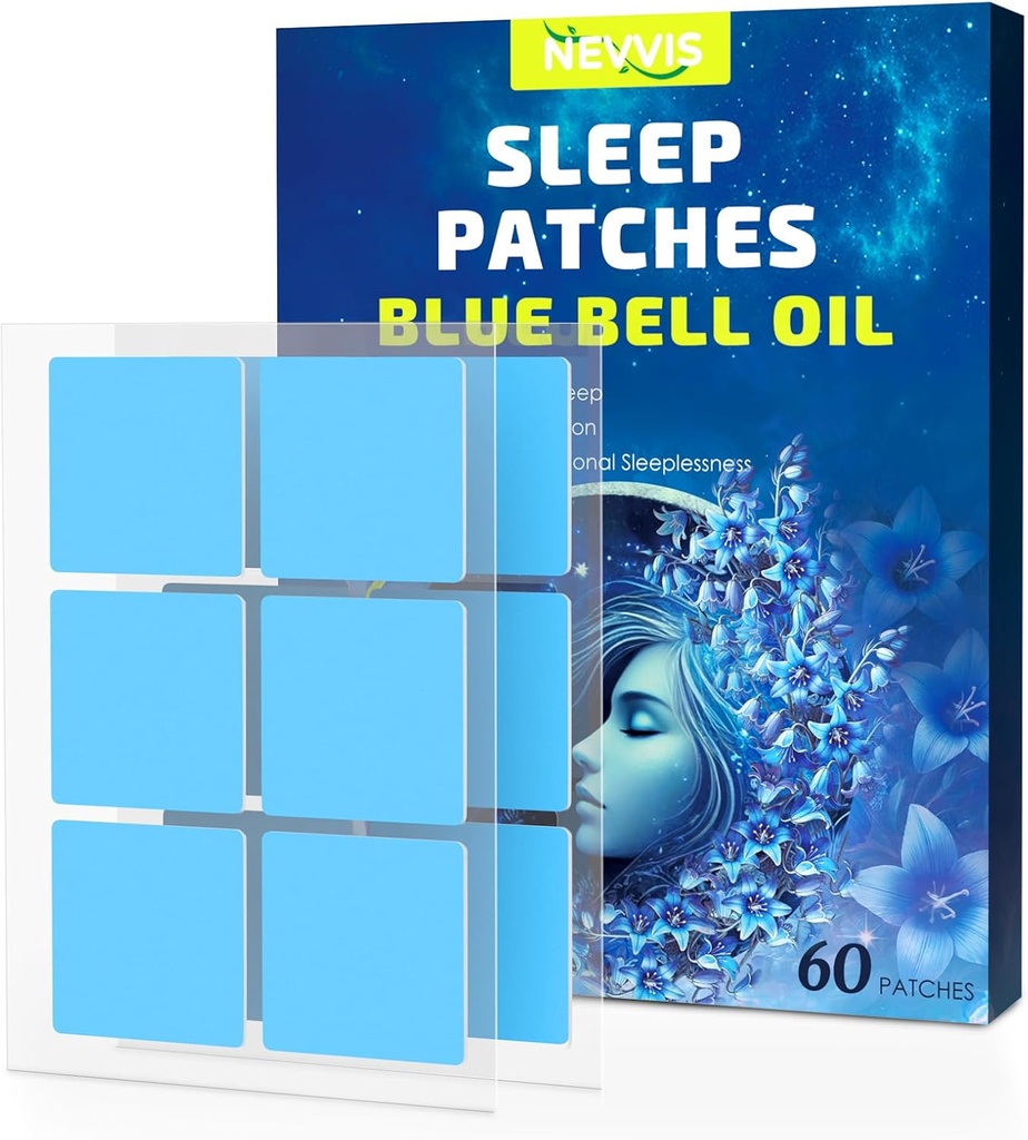 Sleep Patches, 60 Blue Bell Sleep Patches for Yetişkinler Ekstra Güçlü, Doğal Bitki Malzemeler Uyku Patch, Skin-Friendly & Last All Night