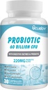 Probiyotiks 60 Milyar CFU, 10 Strains & 3 Organik Prebiyotiks,Probiyotiks Supplement for Women Men Support Metabolism,Immunity and Digestive Health,Non-GMO & Gluten Free,30 Capsules
