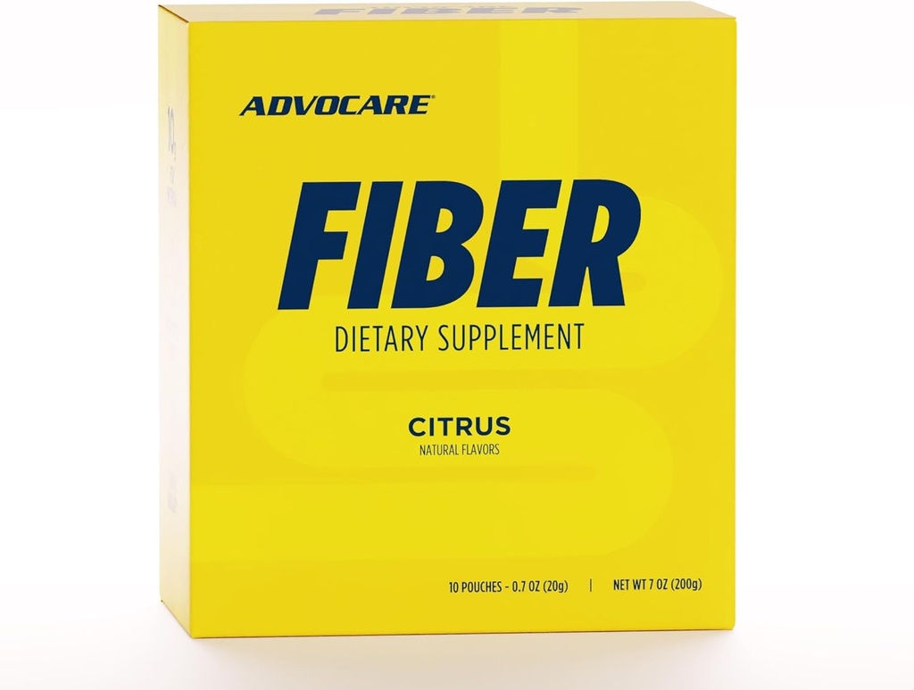 AdvoCare Fiber Dietary Supplement - Daily Fiber Powder Supplement με διαλυτή και αδιάλυτη Fiber - Fiber Blend Περιλαμβάνει Psyllium Husk & Κιτρικό οξύ - Υποστηρίζει Digestive Health* - Εσπεριδοειδή, 10 πουγκιά