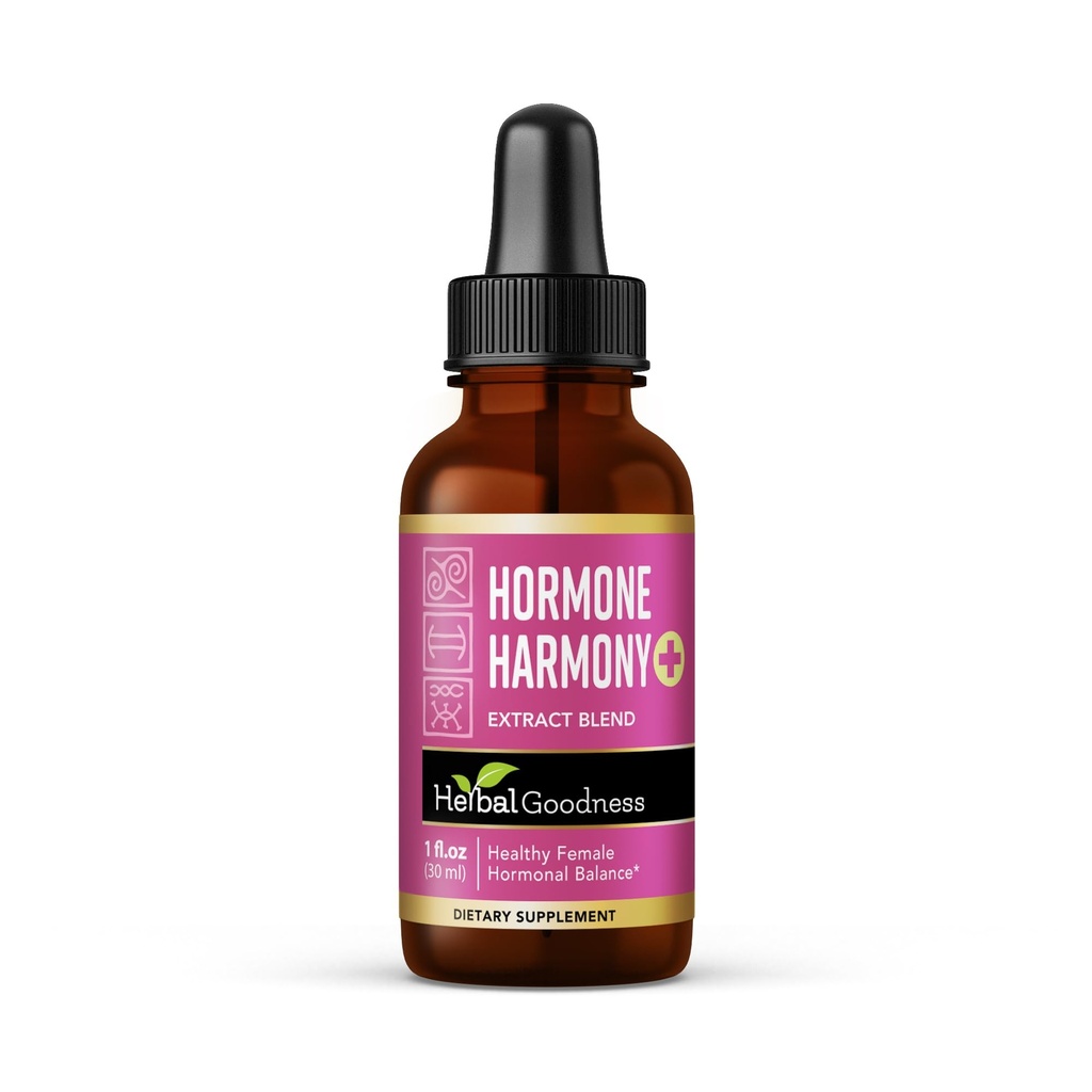 Herbal Goodness Hormon Harmony 1oz – Kadınlar için Organik Hormon Denge Supplement, Probiyotikler, Menopause Relief, Ferttitude Support, PMS & Lactation Aid Aid