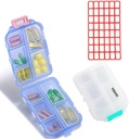 Pill Case (2 Pack) - Portre Küçük Supplements Tablet Kutu 10 Karşılaştırma ile - Tıp Vitamini Organize Yararlı Seyahat Için Depolama Pocket Purse(Mavi+Beyaz)