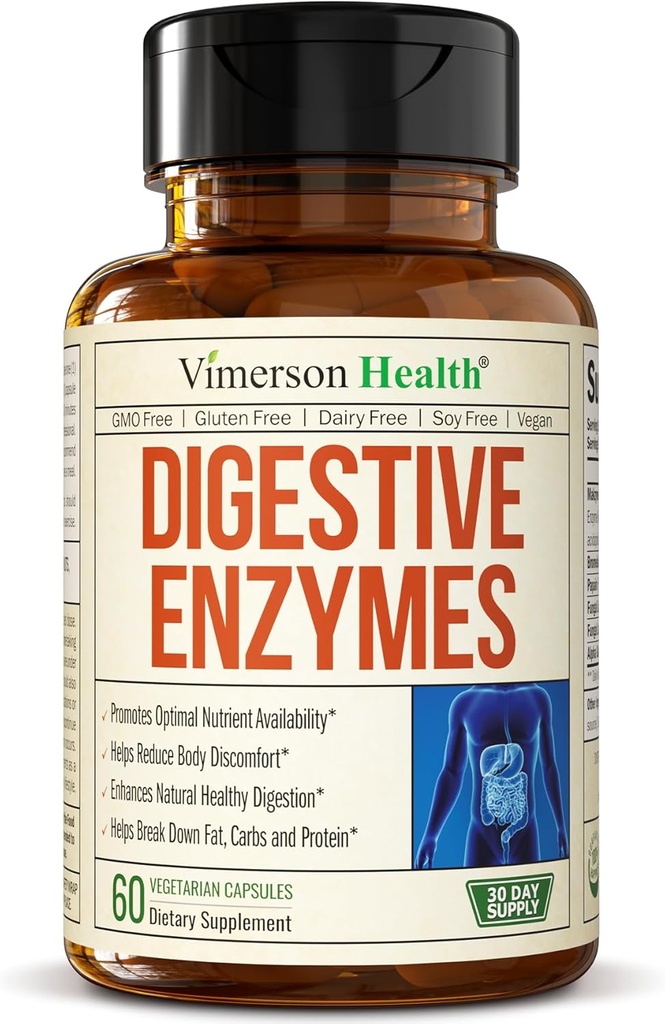 Digestive Enzymes - Probiyotik Multi Enzyme (Enzimas Digestivas) - Benzersiz Makzyme-Pro Formula - Digestion için Gelişmiş Enzymes, Bowel Hareketler ve Nutrient Aborpsiyon. 60 Caps