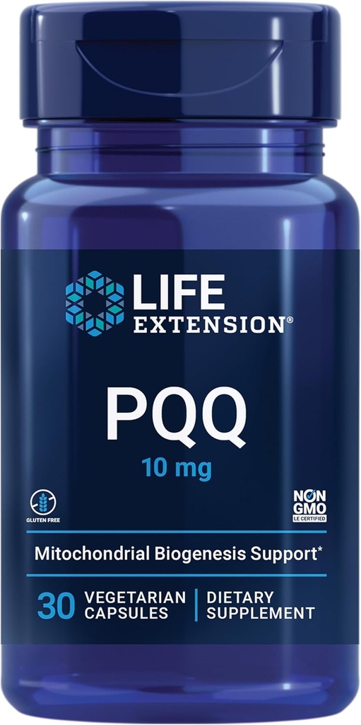 Life Extension PQ Caps – Pyrroloquinoline Quinone, 10 mg – Yeni Mitochondria, ATP, Enerji Desteği – Gluten-Free, Non-GMO, Vegetarian – 30 Capsules