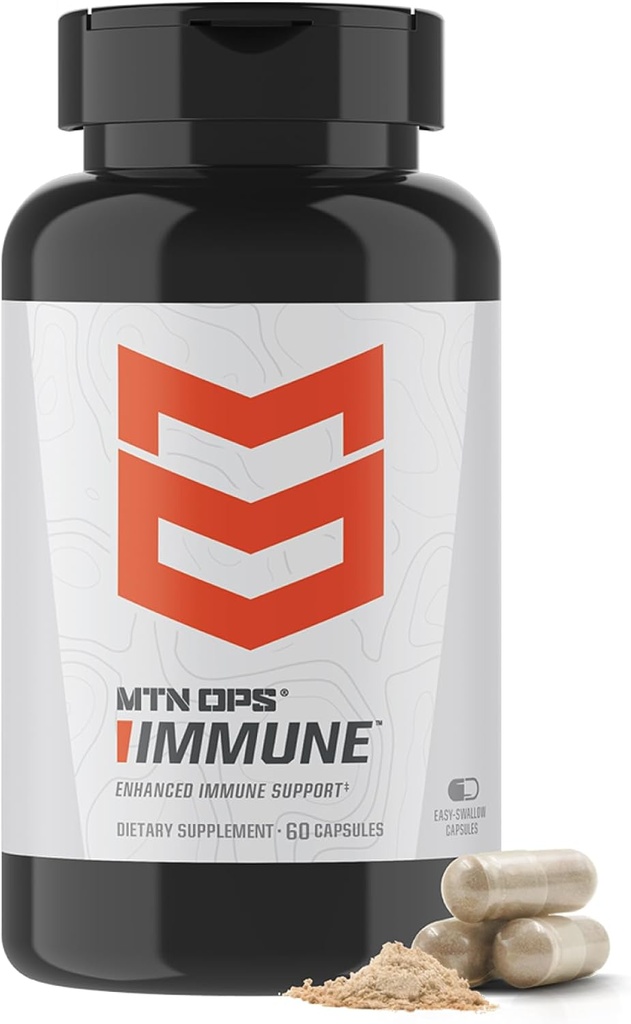 MTN OPS ImmuneTM Capsules Daily Immune Support with Vitamin D, Vitamin C, çinko, Elderberry, Echinacea & Antioksis - 60 Easy-Sw Capsules - 30 Servisler