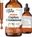 Wild & Organic Ceylon Cinnamon Tincture 500 mg - Sıvı Cinnamon Supplements for General Support - Cinnamomum Verum Bark Ekstraksiyon - Vegan, Sugar & Alkol-Free, Non-GMO - 4 fl oz