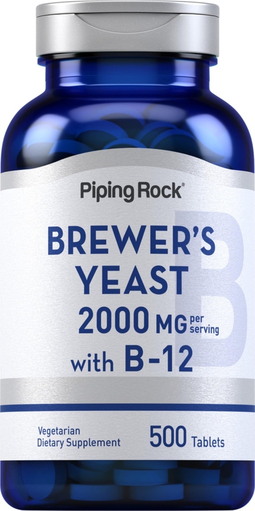 Piping Rock Brewer's Yeast Tablets 2000 mg | 500 Pills | B12 | Vegetarian, Non-GMO Supplement
