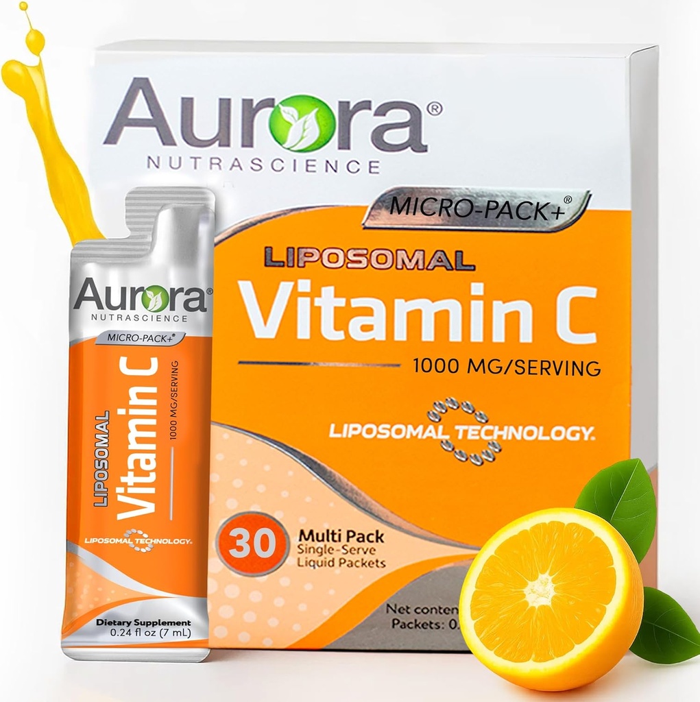 Aurora Nutrascience Micro-Pack Liposomal Vitamin C, Immune Support, 1000 mg Per Service, Gluten Free, Non-GMO, 30 Single Serve Packets, 21.7 oz