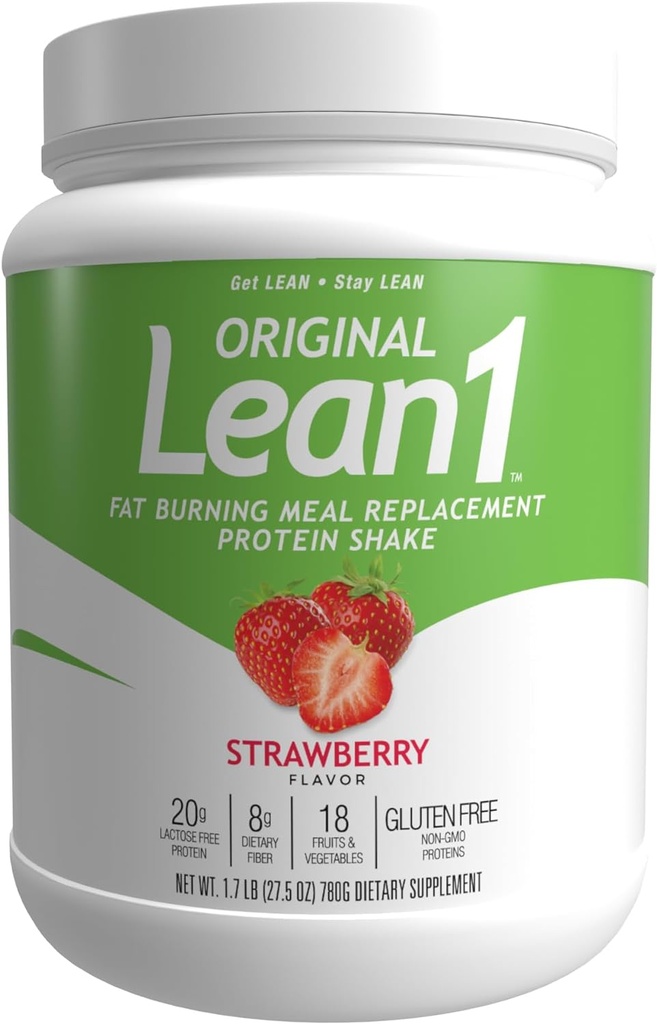 Lean1 Meal Emekli Protein Shake, Strawberry Flavor, 15 Hizmet Tub