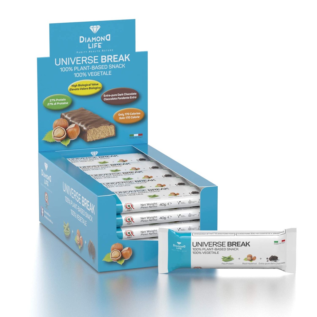 UNIVERSE BREAK - Hazelnut Flavour - Mükemmel olarak düşük kalorili bitki bazlı bar - Diamond Life