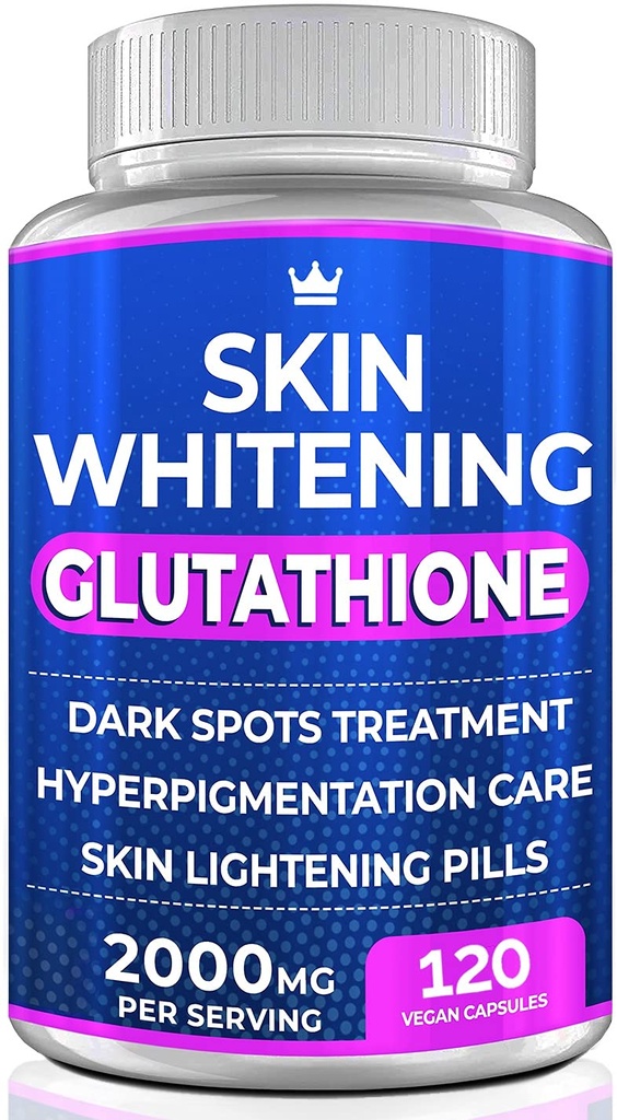 Glutathione Whitening Pills - 120 Capsules 2000 mg Glutathione - Etkili Skin Işıklandırma Tamam - Dark Spots, Melasma & Acne Scar Kaldırıcı, Hiperpigmentasyon Tedavisi - Anti-Aging Antioksit Antioksit
